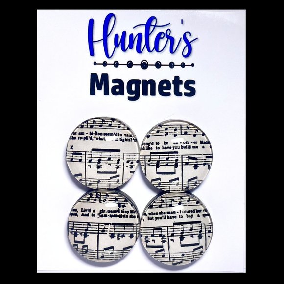 Set of 4 Magnets - Vintage Music Glass Refrigerator Kitchen Whiteboard - Picture 1 of 3